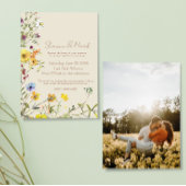Wildblume Hochzeit Einladung mit Foto Back