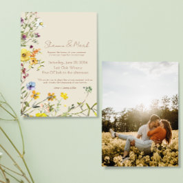 Wildblume Hochzeit Einladung mit Foto Back