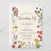 Wildblume Hochzeit Einladung mit maßgeschneidertem (Vorderseite)