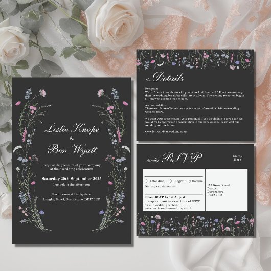 Wildblume Hochzeit Einladung WF1