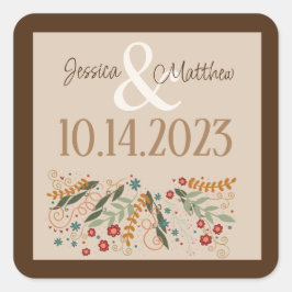 Wildblume Hochzeit Elegante Inspirivity Modern Quadratischer Aufkleber