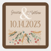 Wildblume Hochzeit Elegante Inspirivity Modern Quadratischer Aufkleber (Vorderseite)