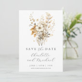 Wildblume Hochzeit | Elfenbeinflachskarte Save the Date (Stehend Vorderseite)