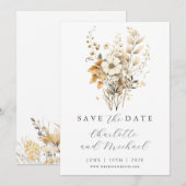 Wildblume Hochzeit | Elfenbeinflachskarte Save the Date (Vorne/Hinten)