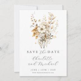 Wildblume Hochzeit | Elfenbeinflachskarte Save the Save The Date