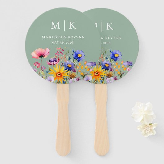 Wildblume Hochzeit Fächer (Vorne und Hinten)