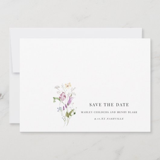 Wildblume Hochzeit Floral Save the Date (Vorderseite)
