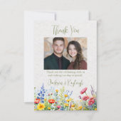 Wildblume Hochzeit Foto Flat Danke Karte (Vorderseite)