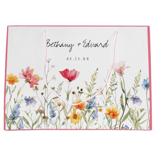 Wildblume Hochzeit Große Geschenktüte (Vorderseite)