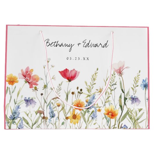 Wildblume Hochzeit Große Geschenktüte (Rückseite)