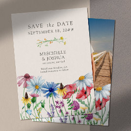 Wildblume Hochzeit Hütte Blumen und Foto Save The Date