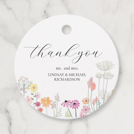 Wildblume-Hochzeit im Frühling Geschenkanhänger (Vorderseite)