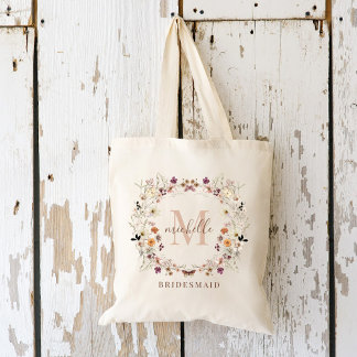 Wildblume Hochzeit im Herbst Bridesmaid Name Tote Tragetasche