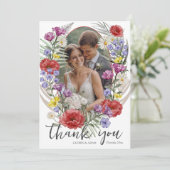 Wildblume Hochzeit im Wasserbereich Vielen Dank Dankeskarte (Stehend Vorderseite)