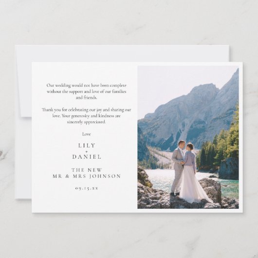 Wildblume Hochzeit im Wasserfarbengebirge Foto Dankeskarte (Rückseite)