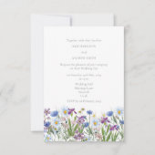 Wildblume Hochzeit in Blau und Rosa Einladung (Vorderseite)
