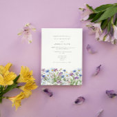 Wildblume Hochzeit in Blau und Rosa Einladung