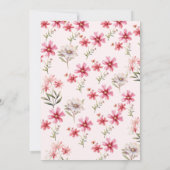 Wildblume Hochzeit in Rosa Blütengrün Einladung (Rückseite)