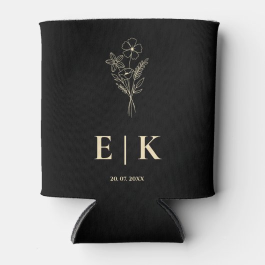 Wildblume-Hochzeit in Schwarzgelb Dosenkühler (Vorderseite)