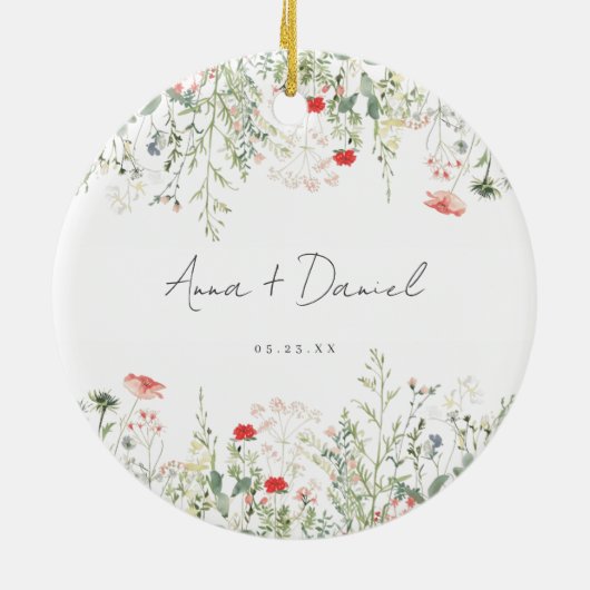 Wildblume Hochzeit Keramik Ornament (Hinten)