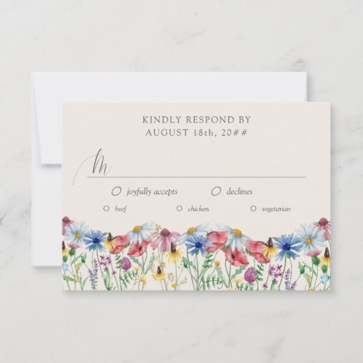 Wildblume Hochzeit Land Blume Entwürfe Optionen RSVP Karte (Vorderseite)