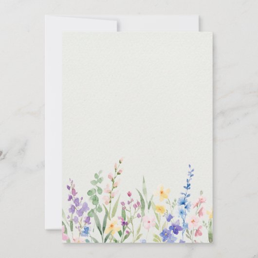 Wildblume Hochzeit Land Blumenkohl Probe Abendesse Einladung (Rückseite)