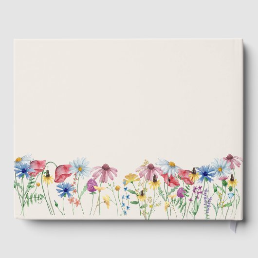 Wildblume Hochzeit Land Blumenschrift Gästebuch (Rückseite)