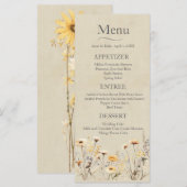 Wildblume Hochzeit Menükarte (Vorne/Hinten)