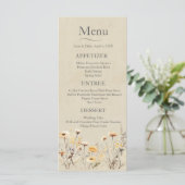 Wildblume Hochzeit Menükarte (Stehend Vorderseite)