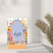 Wildblume Hochzeit mit einem blumengeschmückten Kr Tischnummer