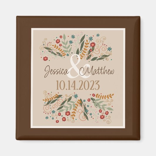 Wildblume Hochzeit Moderne Eleganz Magnet (Vorne)