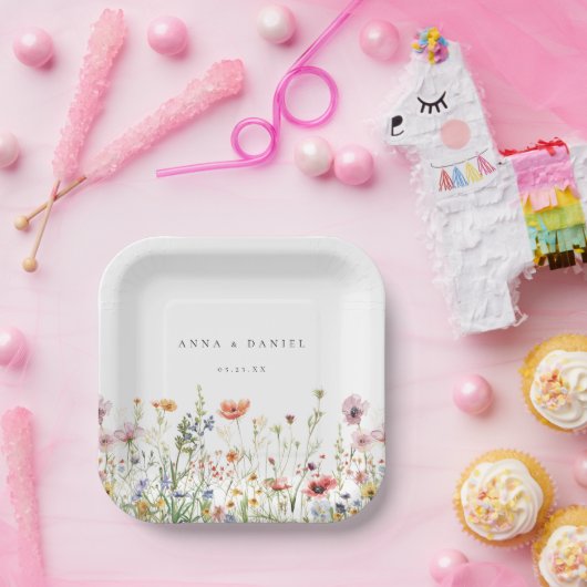 Wildblume Hochzeit Pappteller (Party)