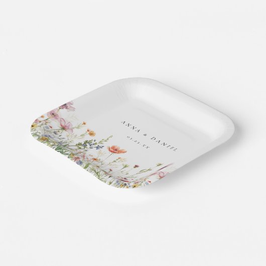 Wildblume Hochzeit Pappteller (Gewinkelt)