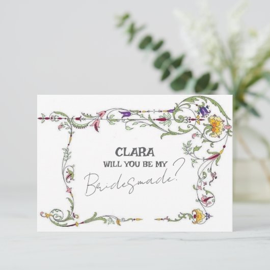 Wildblume Hochzeit rustikale Country Bridesmade Einladung (Stehend Vorderseite)