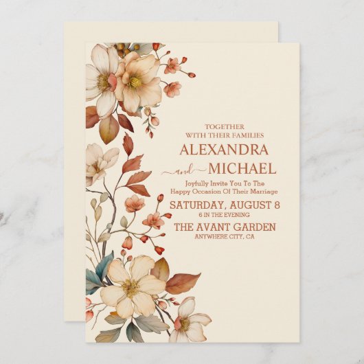 Wildblume Hochzeit rustikale Flora Einladung (Vorne/Hinten)