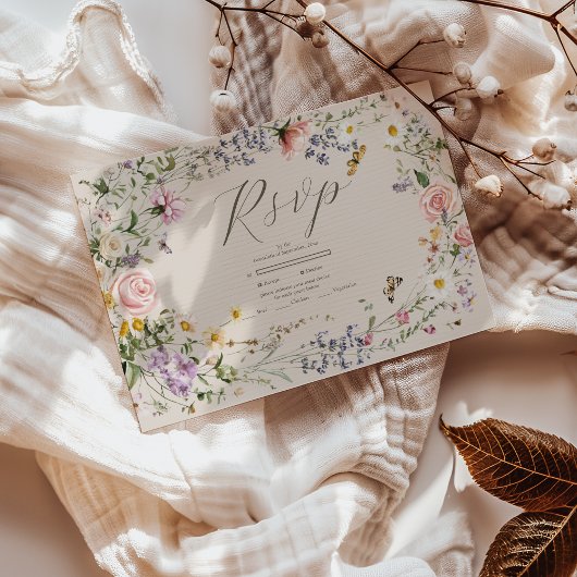Wildblume Hochzeit rustikale Hochzeit RSVP Karte