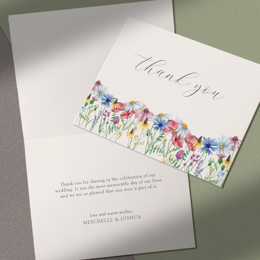 Wildblume Hochzeit rustikale Landflora Dankeskarte