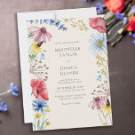 Wildblume Hochzeit rustikale Landflora Einladung<br><div class="desc">Wildblume Hochzeit Einladung mit Aquarell wilde Blume. Dieses rustikale Land botanische Design hat eine hübsche Grenze von Wildblumen,  einschließlich düsteren Mohnblütenkonflower Schmetterbecher Kopfhaut und Klee. Eine elegante,  moderne Blume mit mädchenhaftem böhmischen Gartenthema. Bitte stöbern Sie in meinem Shop in der Wildblume Charm Kollektion,  um passende Artikel zu erhalten</div>