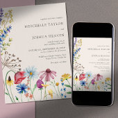 Wildblume Hochzeit rustikales Foto Einladung