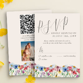 Wildblume Hochzeit rustikales Foto und QR Code UAW RSVP Karte