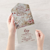 Wildblume Hochzeit Rustikales Land All In One Einladung (Abreißen)