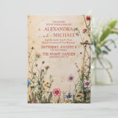 Wildblume Hochzeit Rustikales Land Einladung (Stehend Vorderseite)