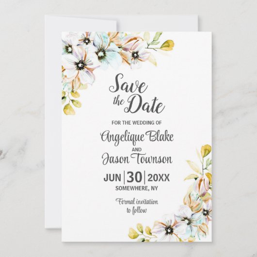 Wildblume Hochzeit Save The Date (Vorderseite)