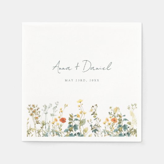 Wildblume Hochzeit Serviette (Vorderseite)