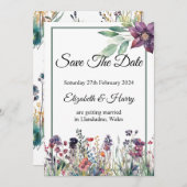 Wildblume Hochzeit speichern das Datum Einladung (Vorne/Hinten)