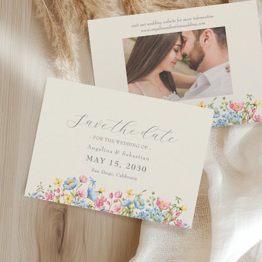 Wildblume Hochzeit speichern das Datum Save The Date