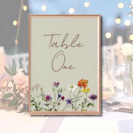 Wildblume Hochzeit Tischnummer