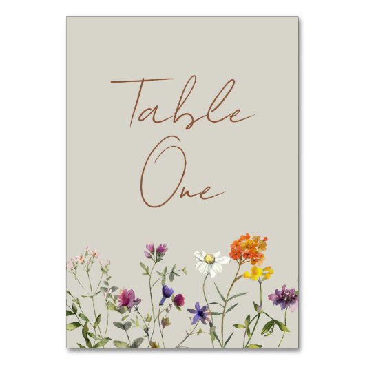 Wildblume Hochzeit Tischnummer (Vorderseite)