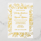 Wildblume-Hochzeit von Gold Foil Folieneinladung (Vorderseite)