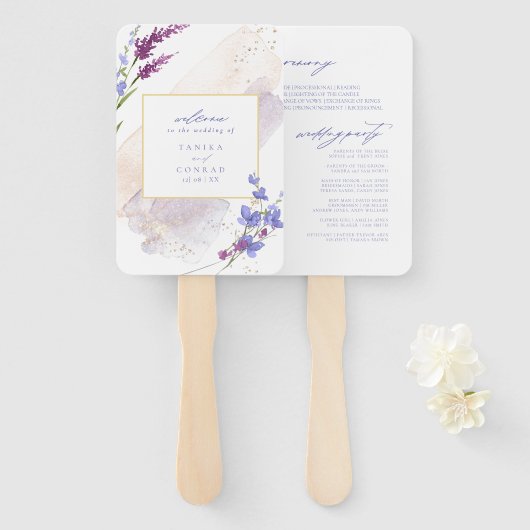 Wildblume Hochzeit Wasserfarbenzeremonie Peri ID95 Fächer (Vorne und Hinten)